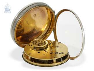 Taschenuhr: extrem seltene astronomische Spindeluhr mit Musikwerk, Romilly a Paris um 1790, eine der frühesten bekannten Musikuhren