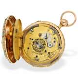 Taschenuhr: sehr seltene 3-Farben-Prunktaschenuhr mit Türkisbesatz und Schlagwerk auf Glocke, Robert à Geneve, ca. 1800 - фото 4