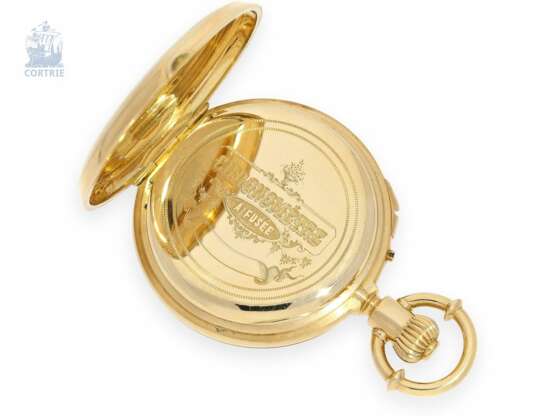 Taschenuhr: technisch hochinteressantes, frühes Schweizer Taschenchronometer mit Kette & Schnecke und besonderem Aufzugsmechanismus, Schweiz um 1860 - photo 4