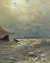 Sailing Ship Approaching a Rocky Coast, Crimea