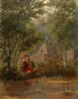 Children Launching a Toy Boat