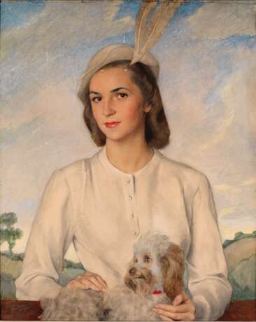 SORINE, SAVELY. Portrait of a Lady with a Terrier - Foto 1