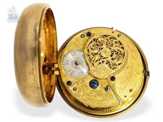 Taschenuhr/Karossenuhr: museale, außergewöhnlich große Emailleuhr mit Perlenbesatz, gefertigt für den chinesischen Markt, Uhrmacher des Kaisers von China Qianlong, Timothy Williamson London, um 1780 - Foto 12
