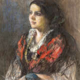 Adolfo Feragutti Visconti. Donna con scialle rosso - Foto 1