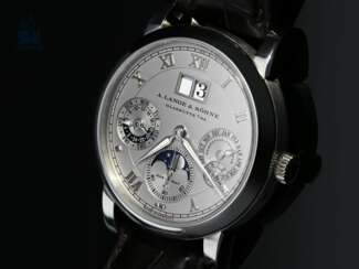 Armbanduhr: hochfeine A . Lange & Söhne "Langematik Perpetual Platin Ref.310.025", 2007/2008 mit Box und Zertifikat