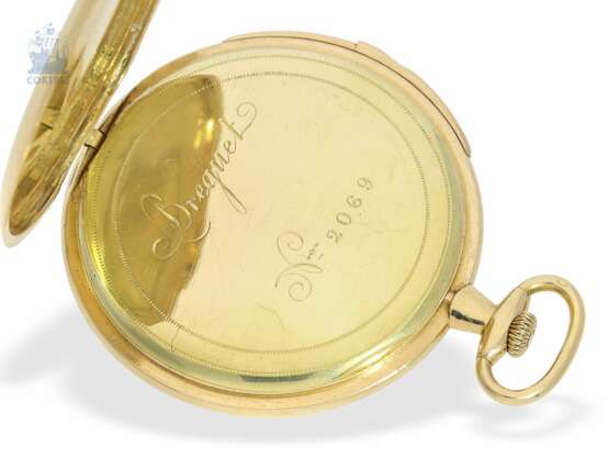 Taschenuhr: sehr seltene Breguet-Frackuhr mit Minutenrepetition, Breguet No.2069, Archiv-Auszug, verkauft für 1.700 Francs am 6. November 1911 - photo 3