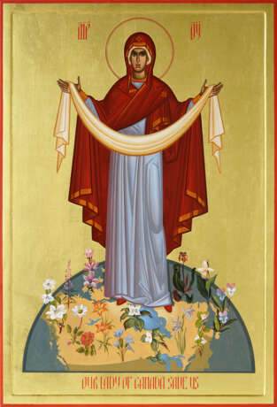 The Intercession of The Virgin Panneau de bois Peinture acrylique Néo-byzantin Genre religieux Ukraine 2021 - photo 1
