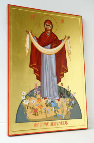 The Intercession of The Virgin Panneau de bois Peinture acrylique Néo-byzantin Genre religieux Ukraine 2021 - photo 2