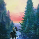 Painting “Elk”, Fiberboard, Oil, Realist, Landscape painting, Russia, 2020 - photo 1