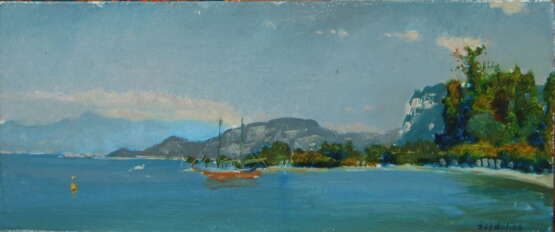 Painting “Lake Garda.”, Fiberboard, Oil paint, Contemporary art, Landscape painting, Russia, 2004 - photo 1