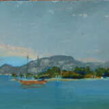 Painting “Lake Garda.”, Fiberboard, Oil paint, Contemporary art, Landscape painting, Russia, 2004 - photo 1