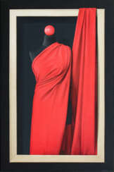 Just Red Fabric on a Black Mannequin