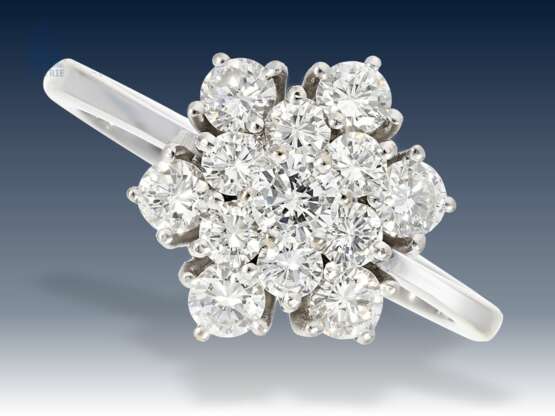 Ring: sehr feiner vintage Brillant-Blütenring, ca. 1,05ct, sehr gute Steinqualität - Foto 1