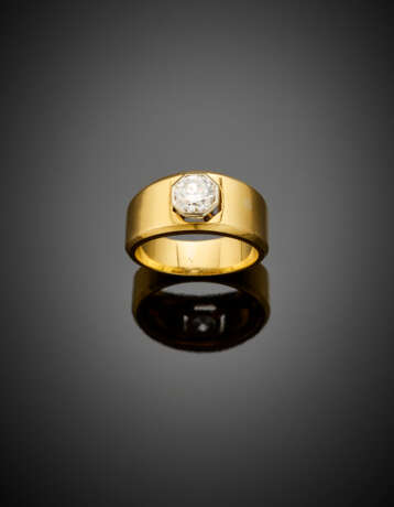 Round brilliant cut ct. 1 circa diamond yellow gold ring - Foto 1