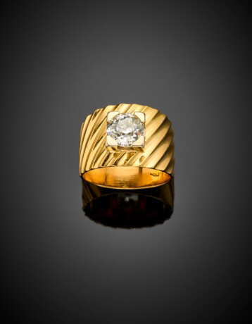 Yellow gold ct. 1.50 circa old mine diamond band ring - photo 1