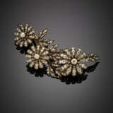 Cushion shape and old mine diamond silver and gold "en tremblant" detachable flower brooch - photo 1