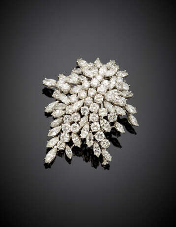 Round and marquise diamond white gold brooch - Foto 1