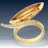 Ring: exklusiver, ausgefallener Designer-Goldschmiedering mit feinem Citrin und Brillanten, NP 1790,-€ - Foto 2