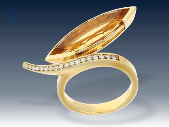 Ring: exklusiver, ausgefallener Designer-Goldschmiedering mit feinem Citrin und Brillanten, NP 1790,-€ - фото 2