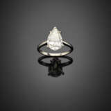 Pear shape ct. 3.04 diamond white gold ring - photo 1