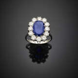White gold ct. 3.51 sapphire and diamond cluster ring - Foto 1