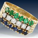 Ring: ausgefallener Goldschmiedering mit Saphir-/Smaragd-/Brillantbesatz - Foto 1