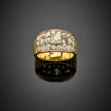 Bi-coloured gold diamond and diamond pavé ring - photo 1
