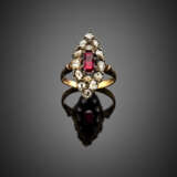 Rose cut diamond silver and gold ring - фото 1