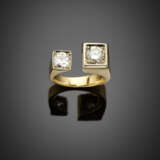 Bi-coloured gold two diamond ring - Foto 1
