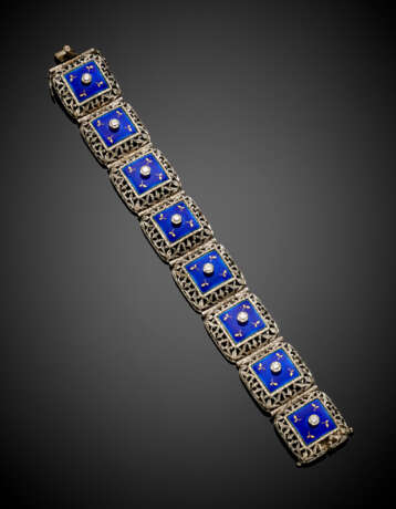 White gold diamond and enamel modular bracelet - photo 1