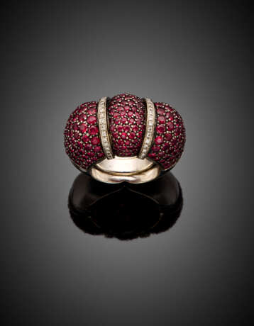 White gold ruby and diamond ring - фото 1