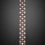 White gold diamond and pink tourmaline modular band bracelet - Foto 1