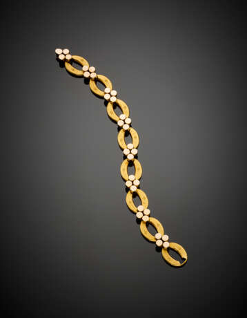 Bi-coloured gold partly glazed gold modular bracelet - фото 1