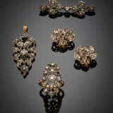 Rose cut diamond silver and gold jewellery set comprising cm 1.8 circa earclips - Foto 1