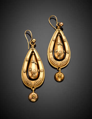 Red 9K gold pendant earrings - photo 1