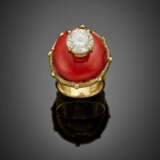 Yellow gold colourless stone and orange paste ring - Foto 1