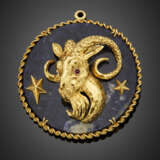 Yellow gold and sodalite zodiacal pendant - Foto 1