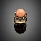 Mm 13.15 circa pink coral bi-coloured 9K gold ring - Foto 1