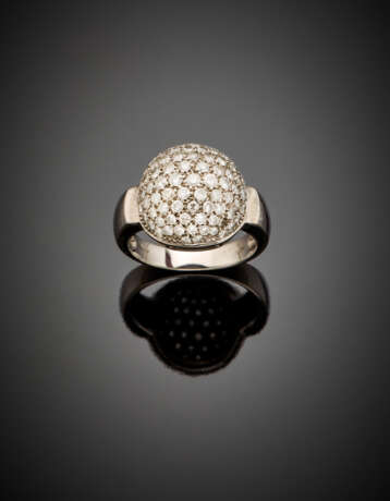 Diamond pavé white gold ring in all ct. 1.70 circa - Foto 1