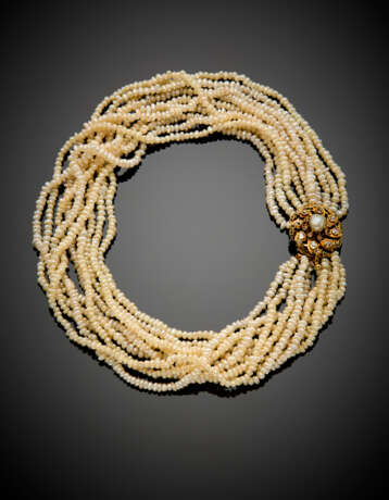Ten strand freshwater pearl necklace with yellow gold - photo 1