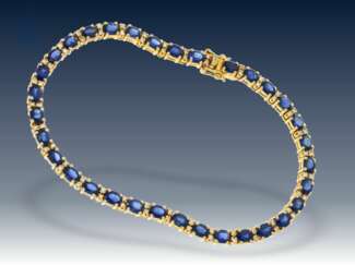 Armband: sehr schönes vintage Saphir-Diamantarmband, 90er Jahre, mit Zertifikat