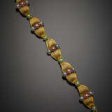 Diamond and gem set flower yellow gold modular bracelet - photo 1