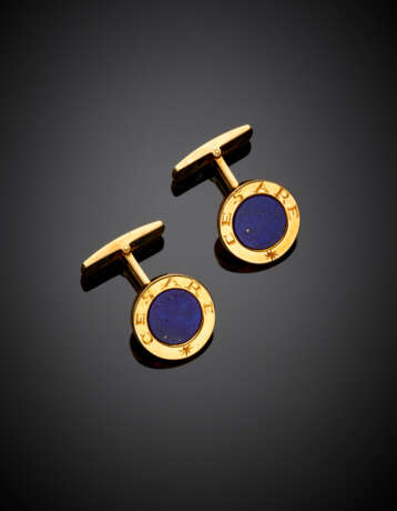 Yellow gold and lapis lazuli cufflinks - Foto 1