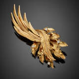 Yellow partly chased gold floral brooch - Foto 1