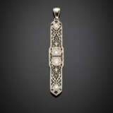 Diamond and sapphire openwork white gold pendant - Foto 1