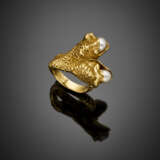 Two headed snake yellow gold ring - photo 1