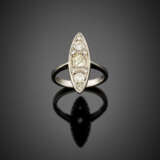 Round and old mine diamond white gold marquise ring in all ct. 0.75 circa - photo 1