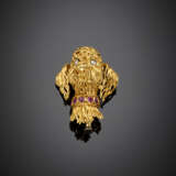 Yellow gold dog head brooch - фото 1