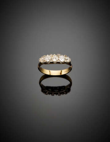 Old mine and rose cut diamond bi-colored gold ring in all ct. 0.60 circa - фото 1