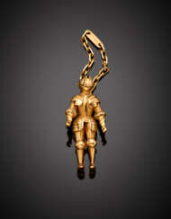 Yellow gold keyring with suit of armour pendant